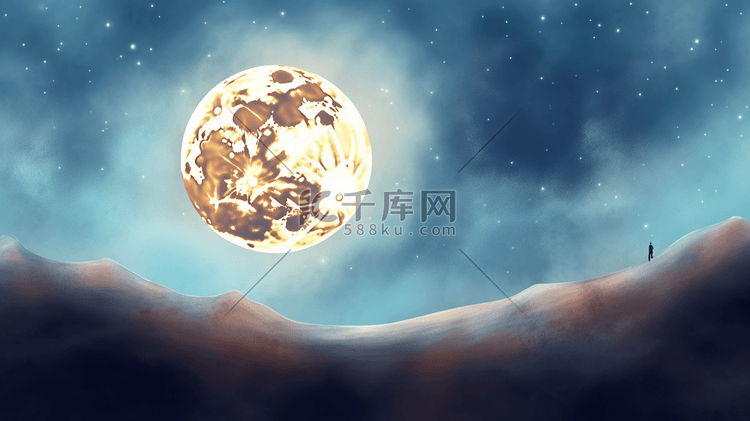 唯美科幻月球插画1