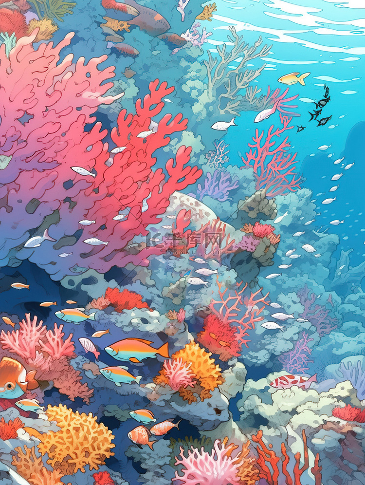 美丽的海底世界海洋生物插画8