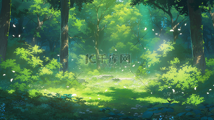 绿色清新卡通动漫插画图片-千库网