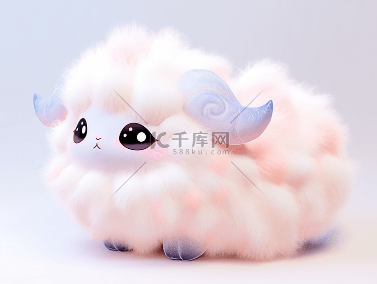 可爱3D毛绒绒的小绵羊