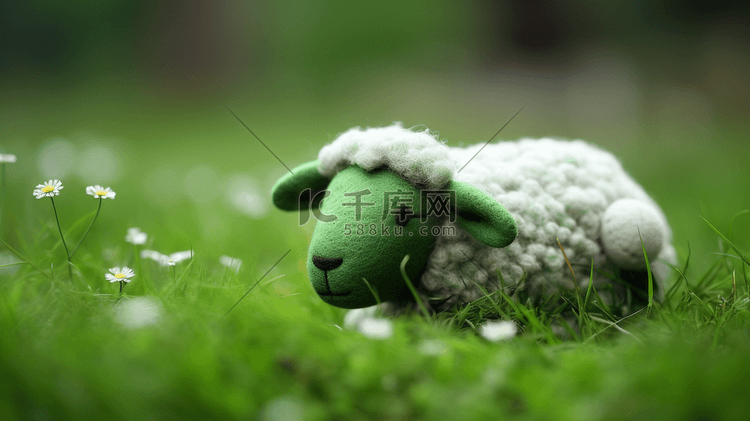 在草地上的毛毡动物插画