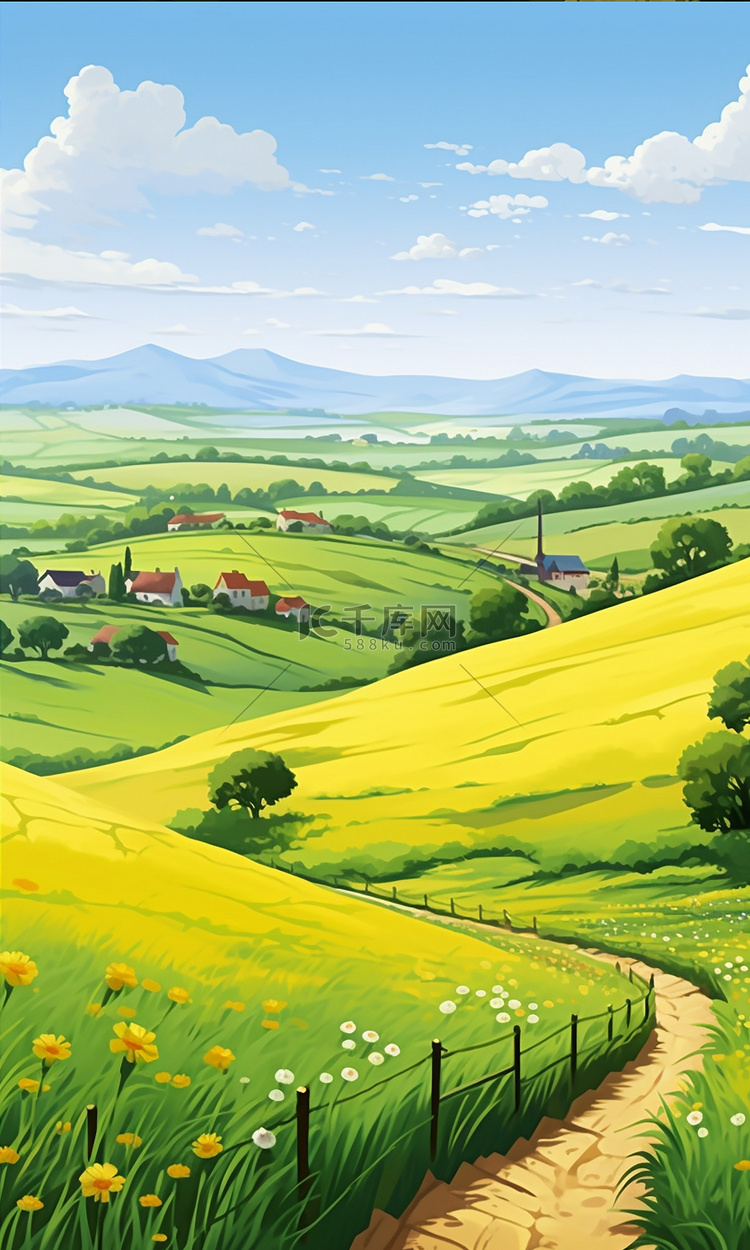 绿色生态治愈系手绘小清新美景