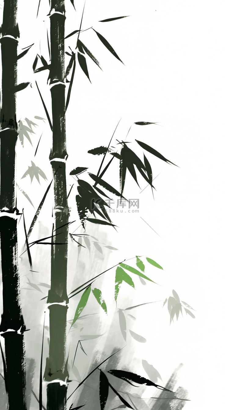 中国风水墨画竹子竹叶12