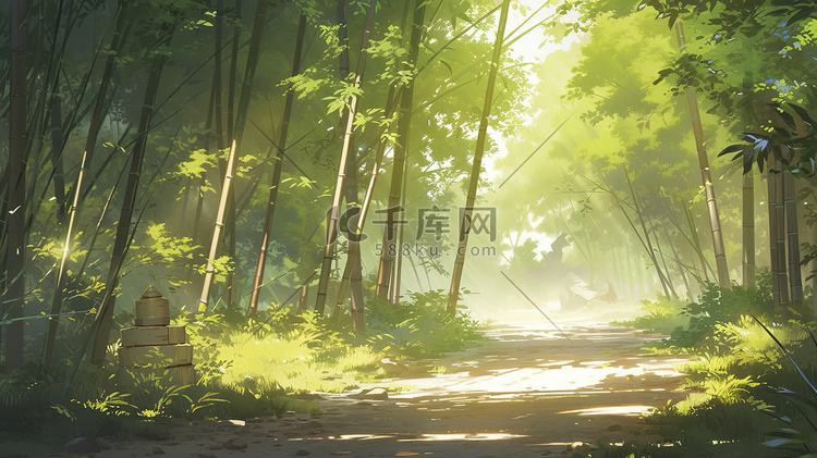 阳光绿色的竹林夏天宁静4