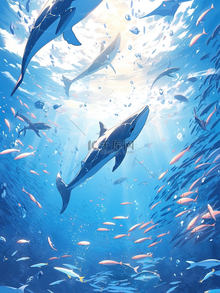 深蓝的大海海底美丽的鱼群4
