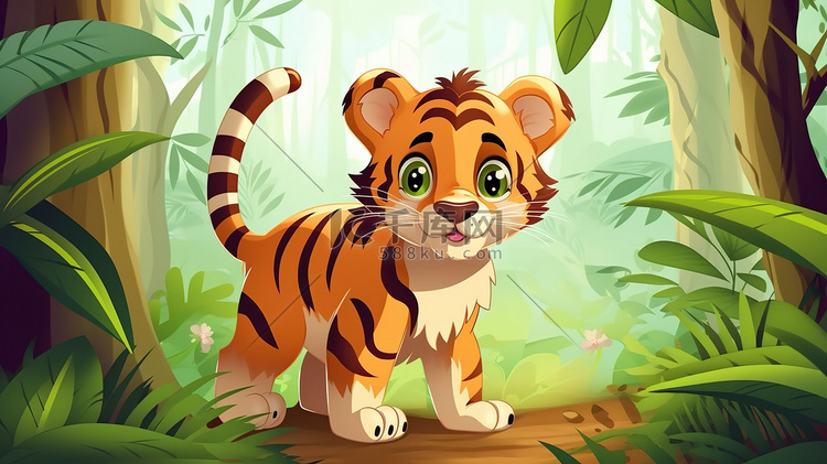 森林里可爱的小老虎卡通18