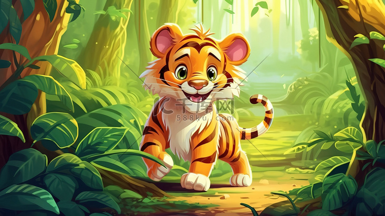 森林里可爱的小老虎卡通7