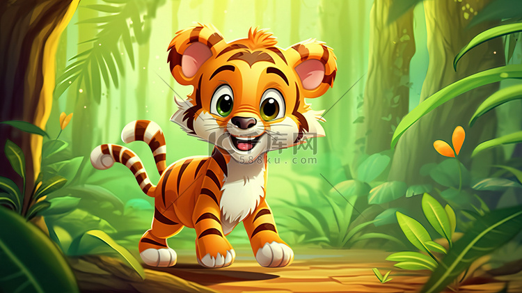 森林里可爱的小老虎卡通2