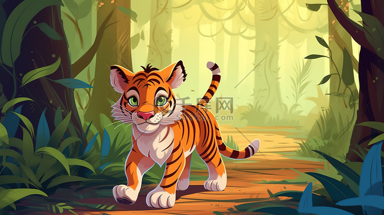 森林里可爱的小老虎卡通19