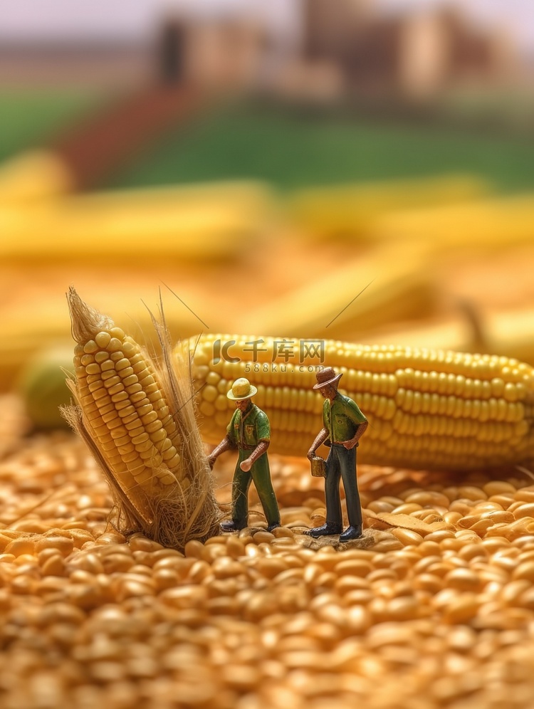 微距小人在巨大的玉米上工作13