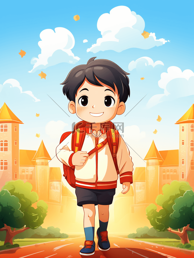 可爱小学生卡通人物31插画图片-千库网