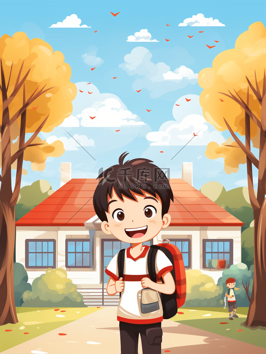 校园小学生卡通人物9插画图片-千库网