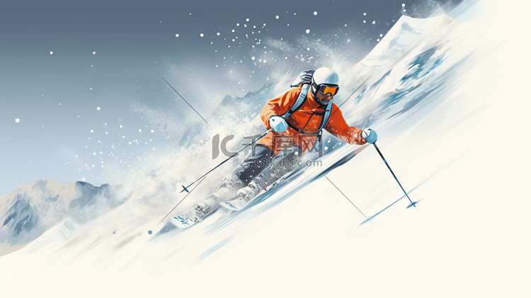 极限运动滑雪插画7