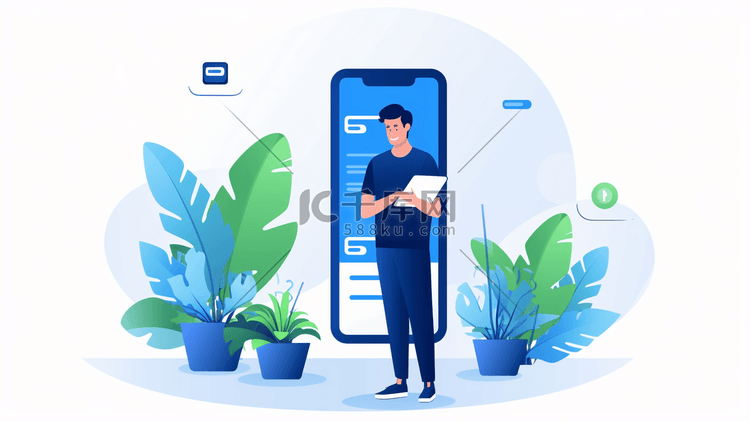 扁平化移动互联网商务人士插画13