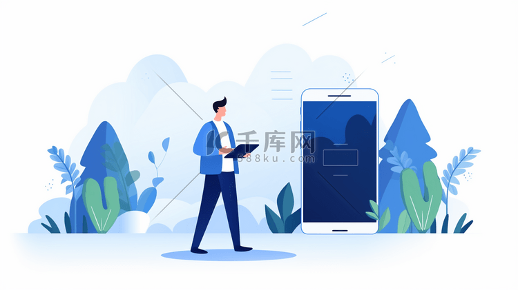 扁平化移动互联网商务人士插画19