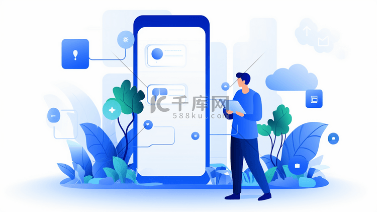 扁平化移动互联网商务人士插画5