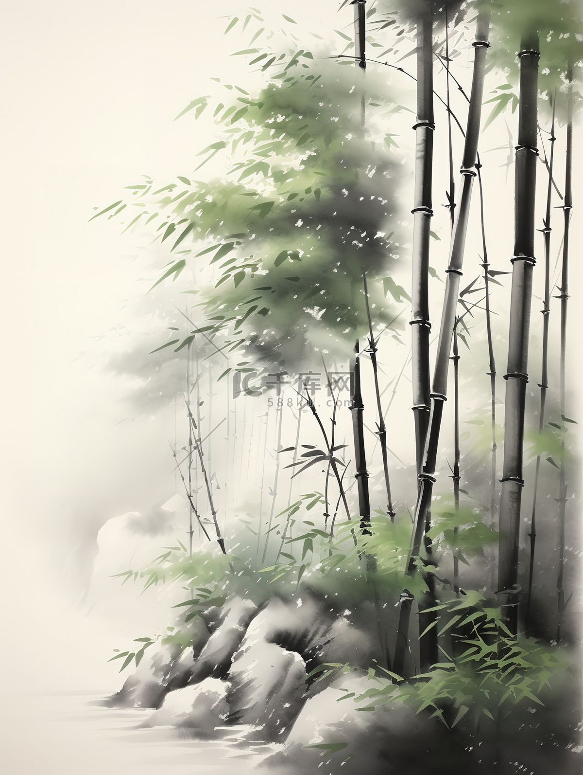 中国水墨画竹林竹子13插画图片_千库网(插画id:189812)