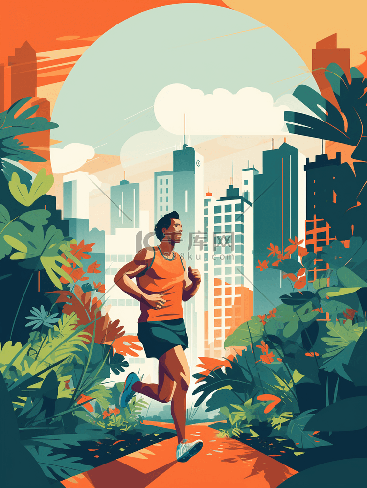 奔跑的男性插画设计