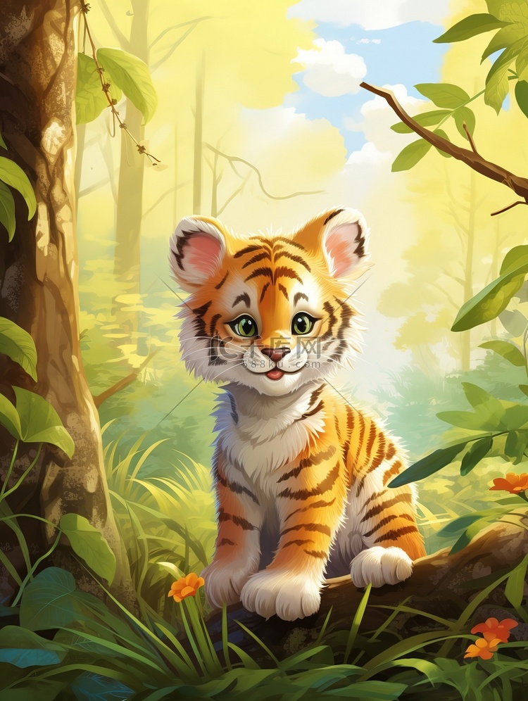 森林里的一只可爱的小老虎17