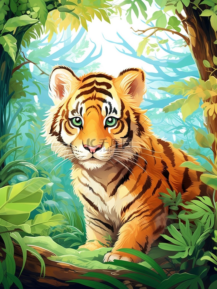 森林里的一只可爱的小老虎15