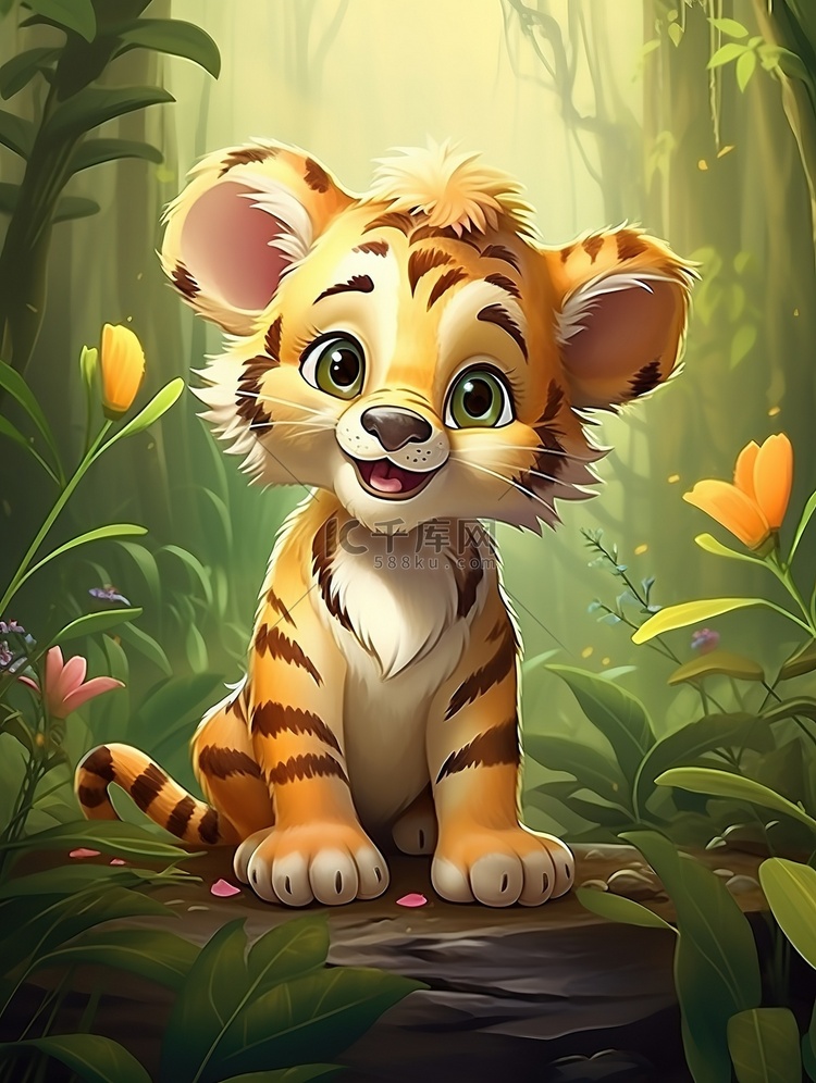 森林里的一只可爱的小老虎19