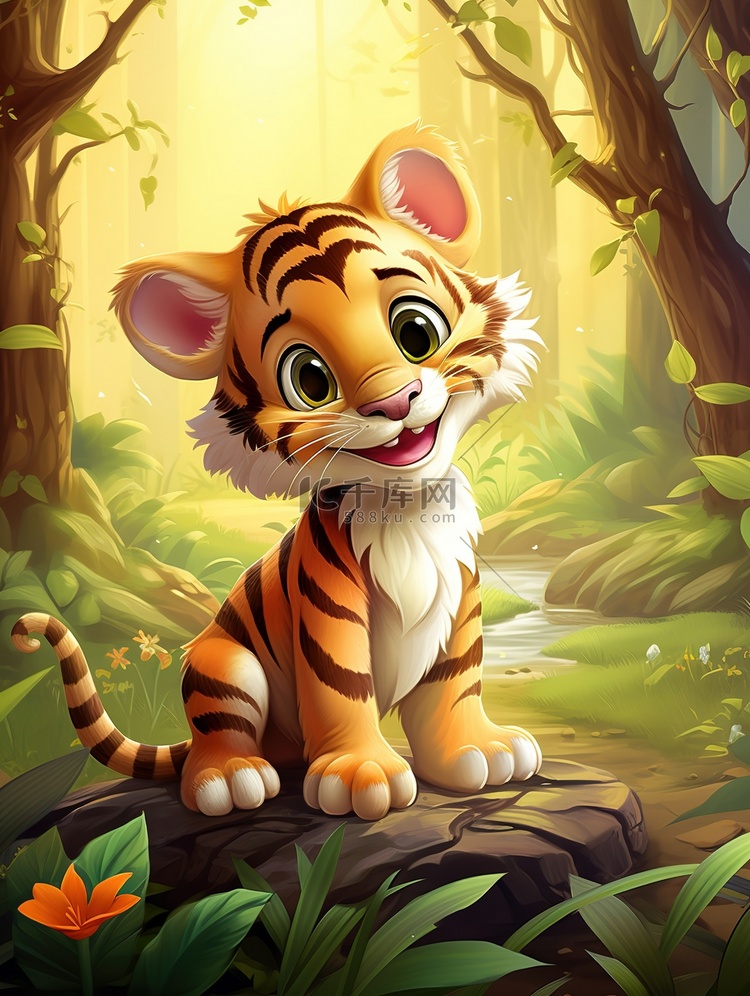 森林里的一只可爱的小老虎12