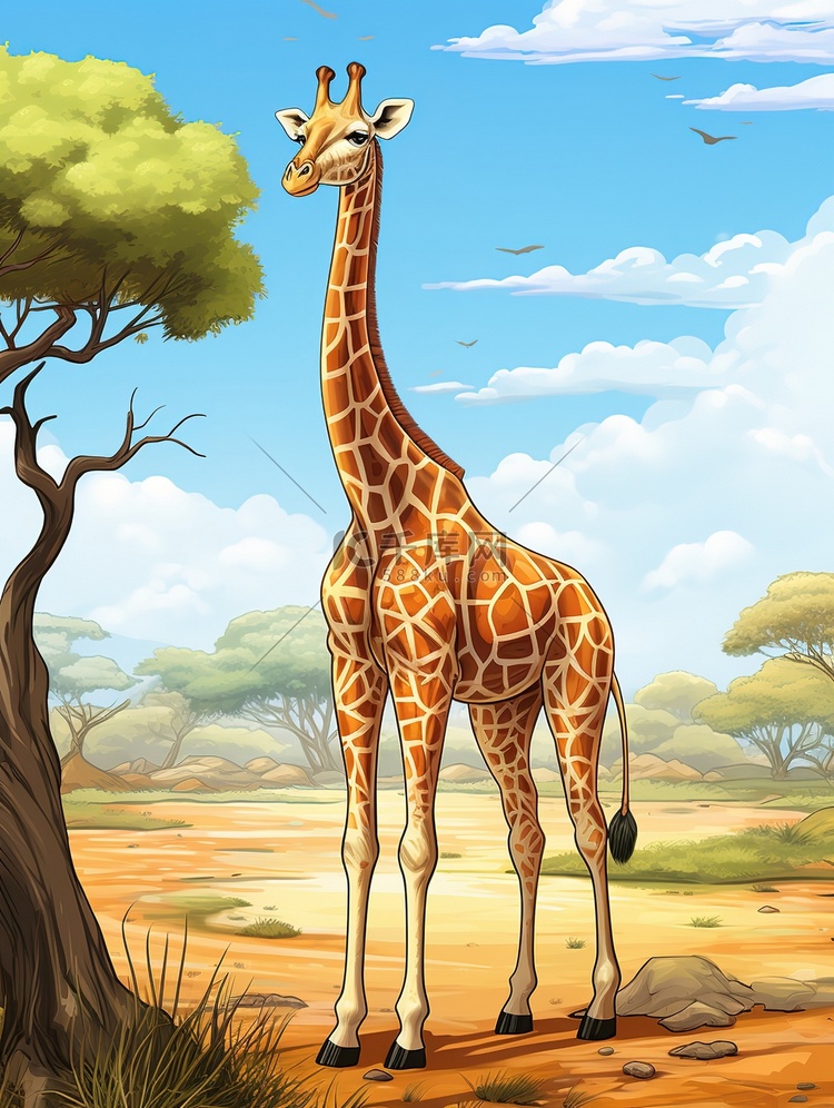 长颈鹿儿童书本插图风格8