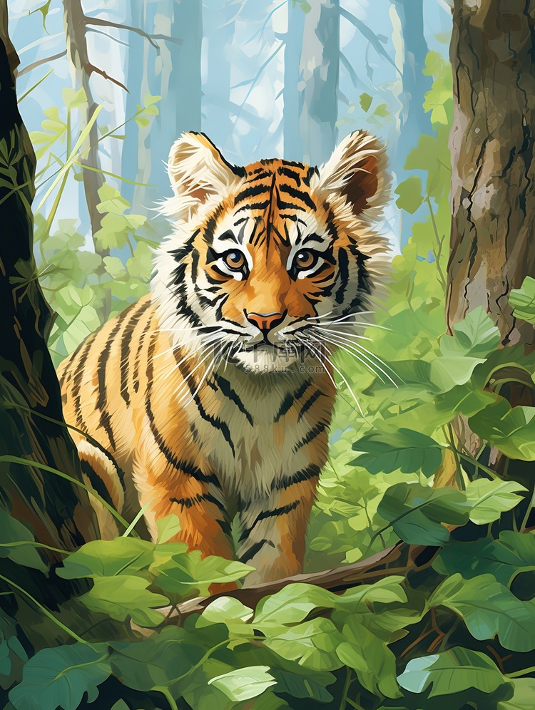 森林里的一只可爱的小老虎20