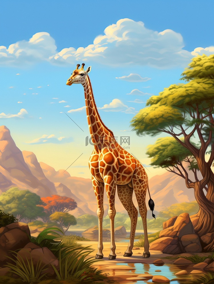 长颈鹿儿童书本插图风格3