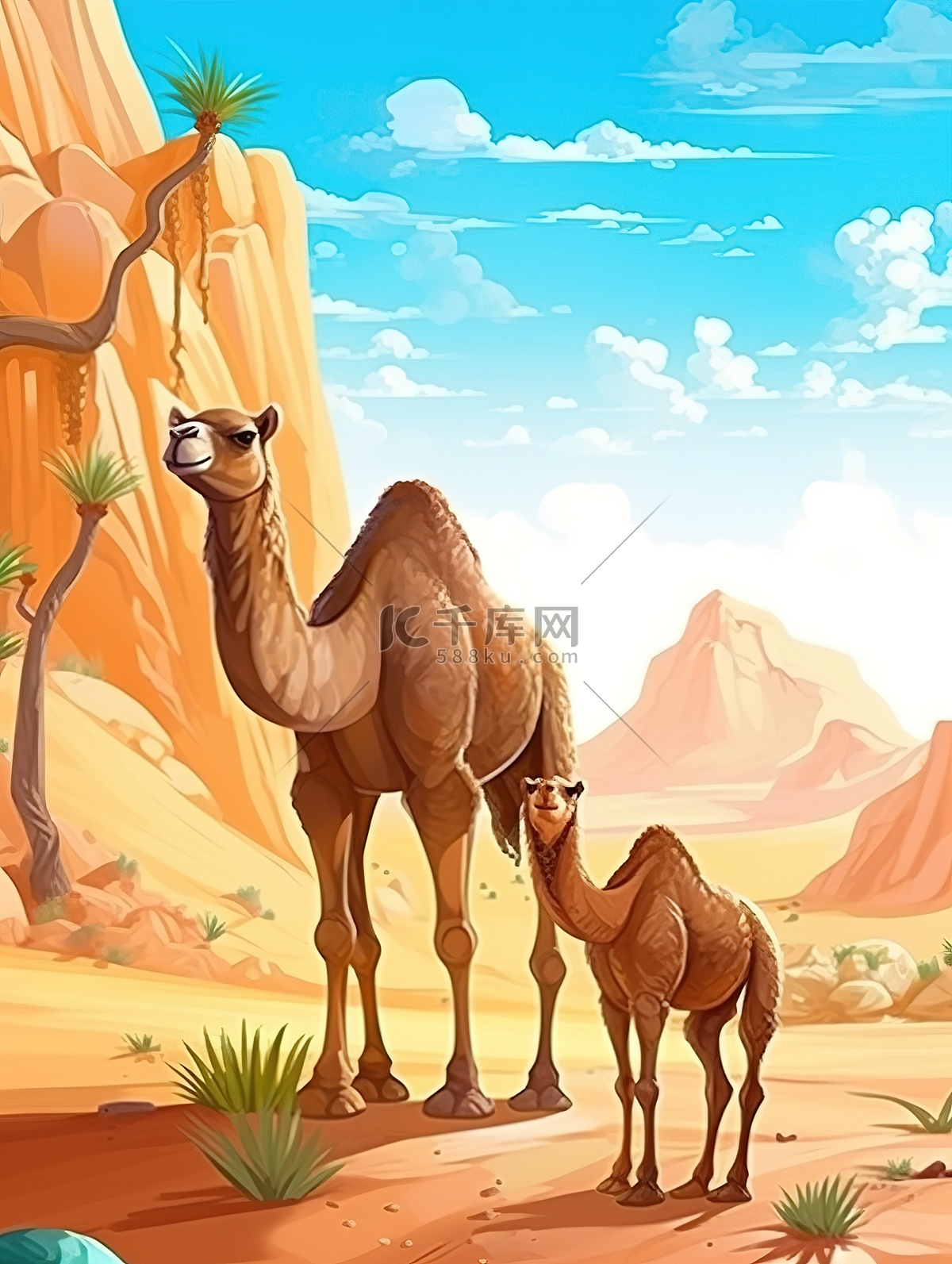 沙漠骆驼儿童绘本4插画图片-千库网