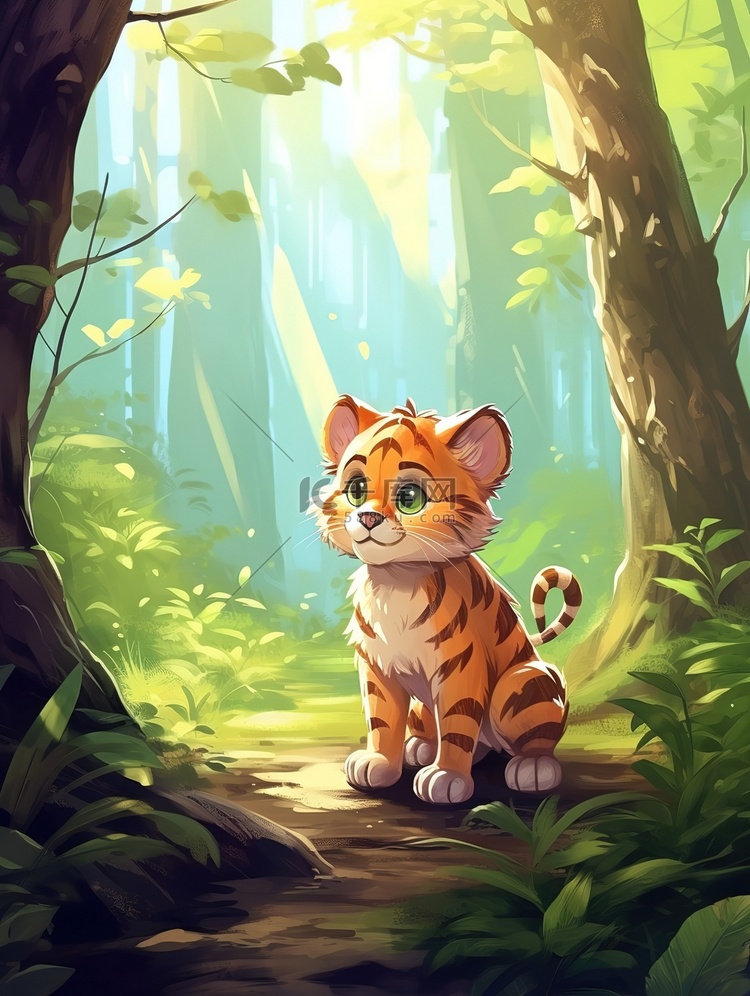 森林里的一只可爱的小老虎1