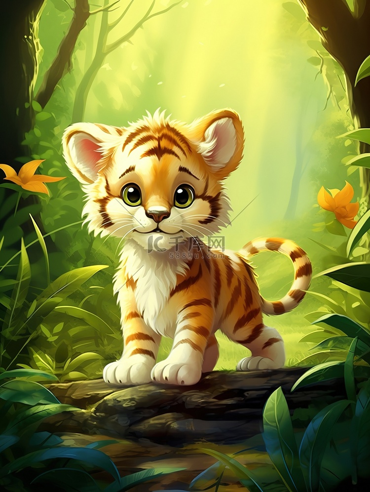 森林里的一只可爱的小老虎7