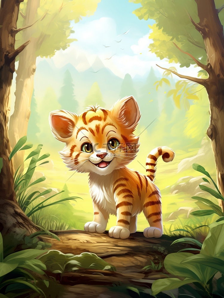 森林里的一只可爱的小老虎5