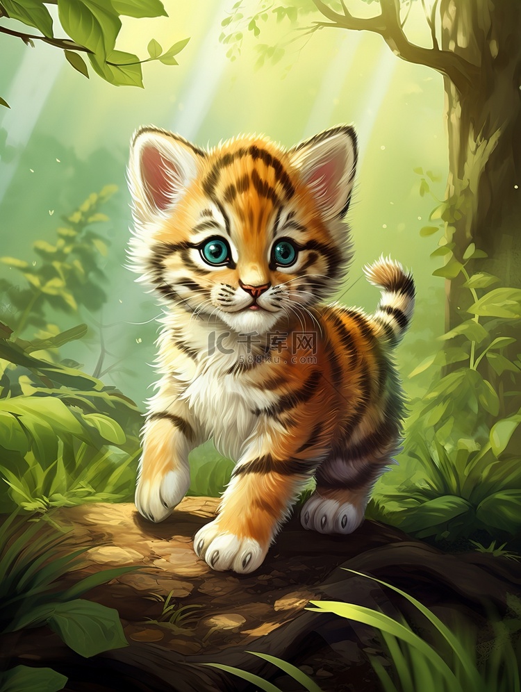 森林里的一只可爱的小老虎16