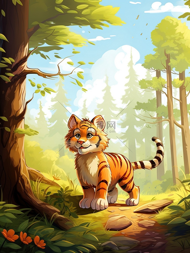 森林里的一只可爱的小老虎14