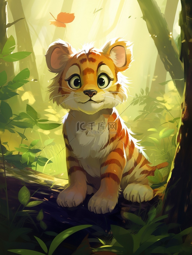 森林里的一只可爱的小老虎10