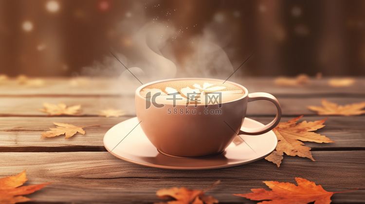 秋天温暖热腾腾的咖啡11