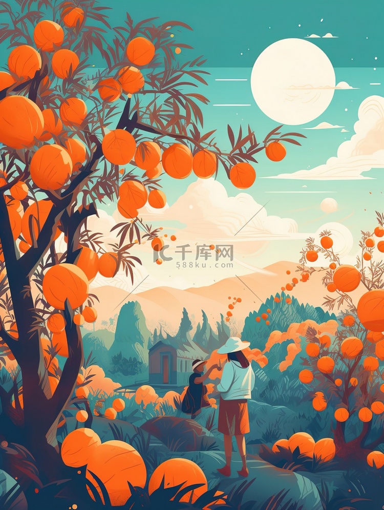 乡村秋季丰收橘子树10