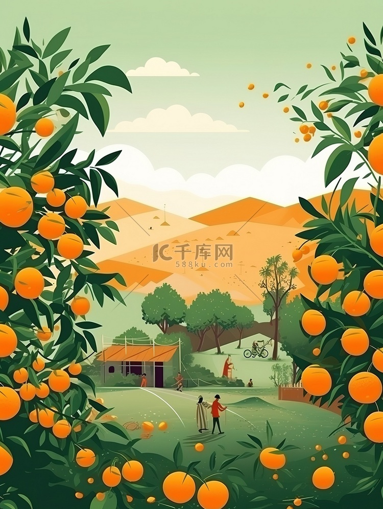 乡村秋季丰收橘子树11