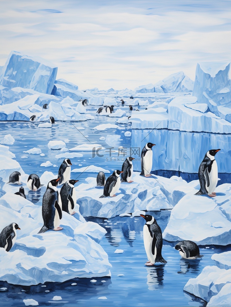 南极冰川可爱的小企鹅场景11