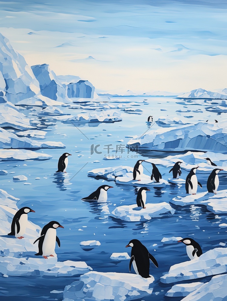 南极冰川可爱的小企鹅场景4