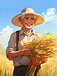 戴着草帽的农民手里拿着小麦2