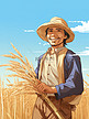 戴着草帽的农民手里拿着小麦14