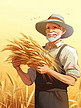 戴着草帽的农民手里拿着小麦5