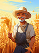 戴着草帽的农民手里拿着小麦11