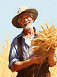 戴着草帽的农民手里拿着小麦18