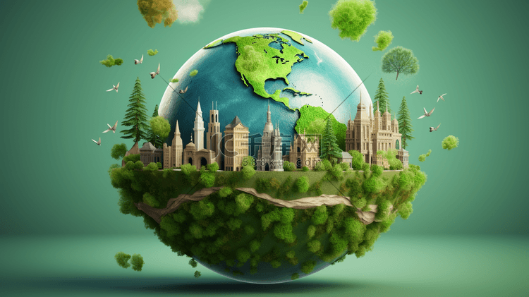 绿色地球环保日插画2
