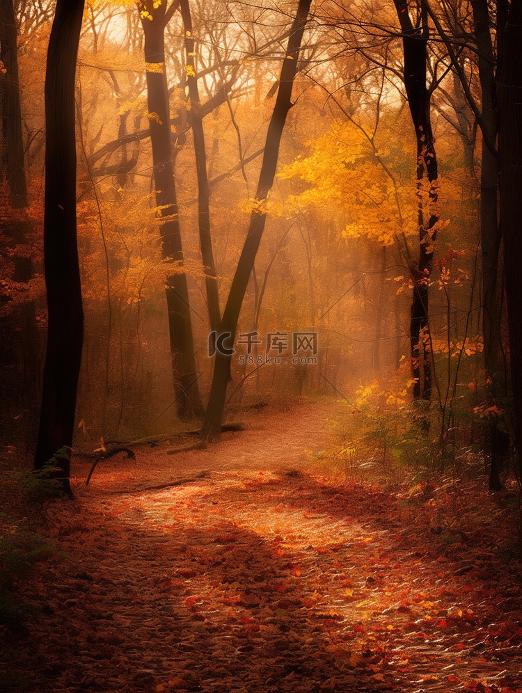 秋天的森林蜿蜒小路14