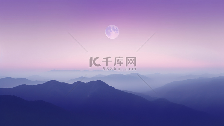 夜空中群山之上天空中的满月10