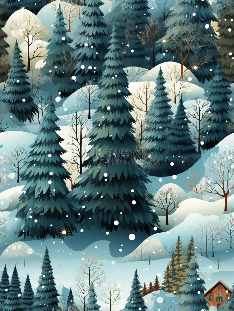 冬季森林美丽节气海报12